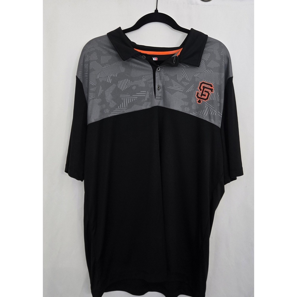 San Francisco Giants Polo Shirt Men's XL Black Gray Geometric Golf MLB Baseball